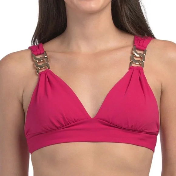 NWT ❤️ Robin Piccone Fuchsia Bikini with Gold Accents. MSRP $216 - Picture 2 of 12